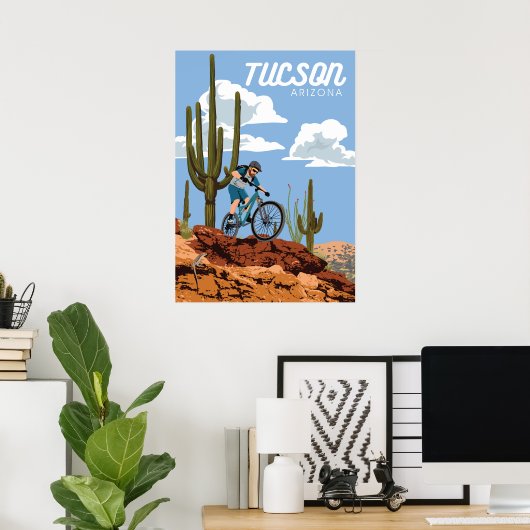 28"x20" Mountain Bike - Tucson, Arizona Poster (Heimbüro)