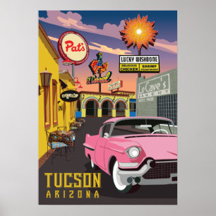 28"x20" Retro Restaurant Signs - Tucson, AZ Poster