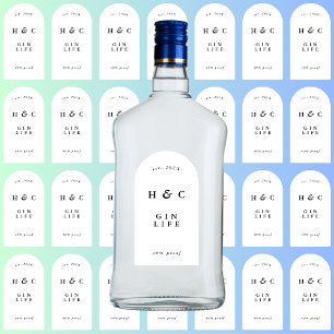 28 x Schwarz-weiß Moderne Flasche Gin Weinberg Vin Aufkleber