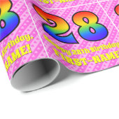 28th Birthday: Pink Stripes & Hearts, Rainbow # 28 Geschenkpapier (Rolleneckpunkt)