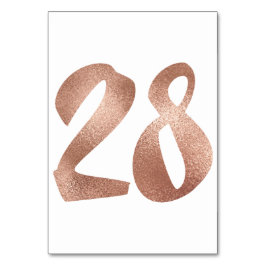 28Tischnummern Weißes Metallisches Rosa Gold Tischnummer