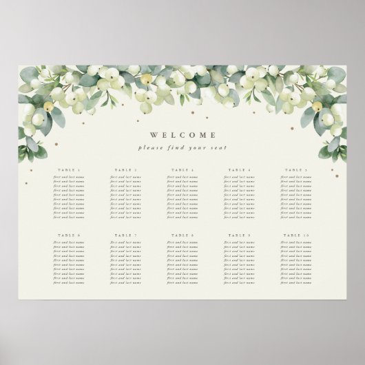 28x20" 10 Tische mit 10 Sitzen Chart Poster (Vorne)