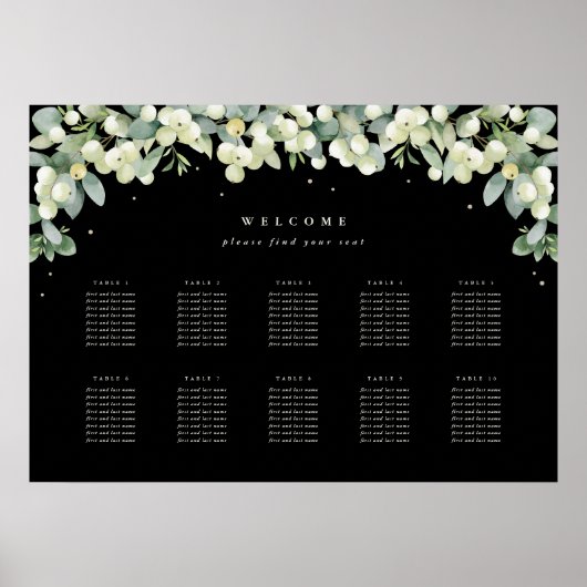 28x20" 10 Tische mit 8 Sitzen Chart Poster (Vorne)