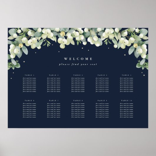 28x20" 10 Tische mit 8 Sitzen Chart Poster (Vorne)