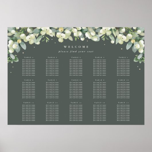 28x20" 15 Tische mit 10 Sitzen Chart Poster (Vorne)