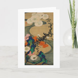 29. 菊花流水図, 若冲 Chrysantheme u. Strom, Jakuchū Karte