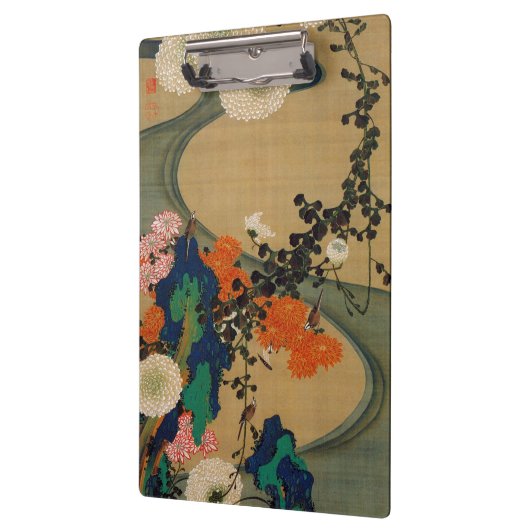 29. 菊 花 流 図, 若 Chrysanthemum & Stream, Jakuchū Klemmbrett (Links)