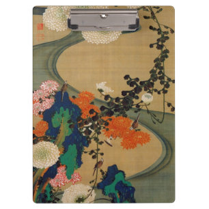 29. 菊 花 流 図, 若 Chrysanthemum & Stream, Jakuchū Klemmbrett