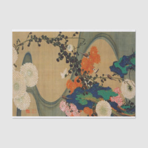29. 菊 花 流 図, 若 Chrysanthemum & Stream, Jakuchū Seidenpapier