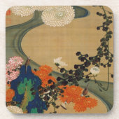 29. 菊 花 流 図, 若 Chrysanthemum & Stream, Jakuchū Untersetzer (Vorderseite)