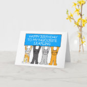 29. Februar Geburtstag Cartoon Katzen Karte (Gelbe Blume)