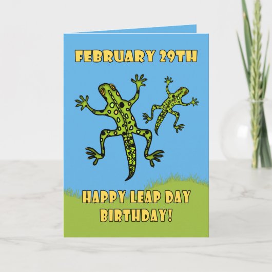 29. Februar, Leap Day Birthday Card, Lizards Karte (Vorderseite)