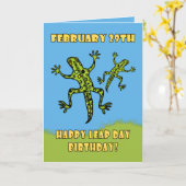 29. Februar, Leap Day Birthday Card, Lizards Karte (Gelbe Blume)