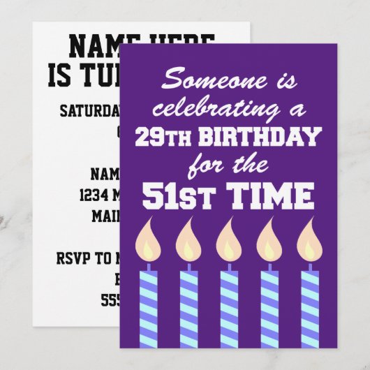 29. Geburtstag, 21. Einladung (Vorne/Hinten)