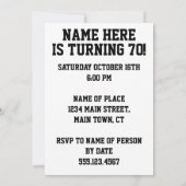 29. Geburtstag 21. Mal 70. Einladung (Rückseite)