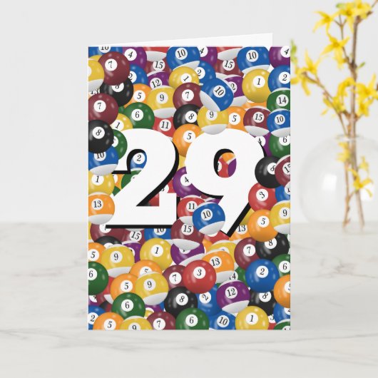 29. Geburtstag Billiard Balls Karte (Gelbe Blume)