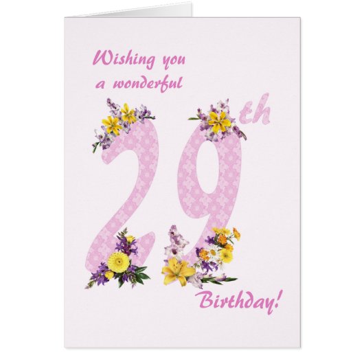 29. Geburtstag Blume Dekorierte Zahlen (Vorne)