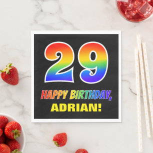 29. Geburtstag: Bold, Lustig, Einfach, Regenbogen Serviette