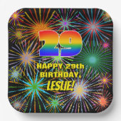 29. Geburtstag: Bunte, lustige feierliche Feuerwer Pappteller (Vorderseite)