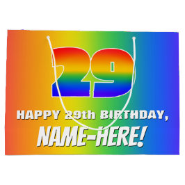 29. Geburtstag: Farbenfroh, Fun Rainbow Pattern #  Große Geschenktüte