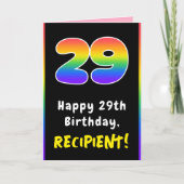 29. Geburtstag: Farbiger Regenbogen # 29, Individu Karte (Vorderseite)
