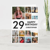 29. Geburtstag FotoCollage 13 Fotos Schwarz-weiß