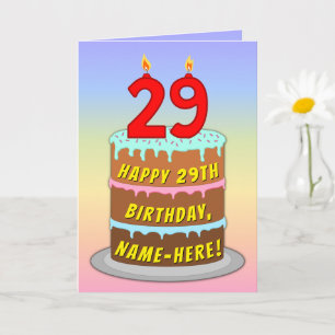29. Geburtstag — Fun Cake & Candles, w/Individuell Karte