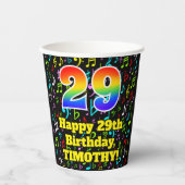 29. Geburtstag: Fun Musiknotens Pattern, Regenboge Pappbecher (Vorderseite)