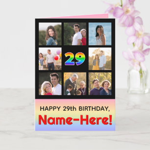 29. Geburtstag: Fun Rainbow #, Custom Fotos + Name Karte