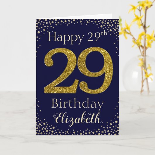 29. Geburtstag Golden Glitzer Card Karte (Gelbe Blume)