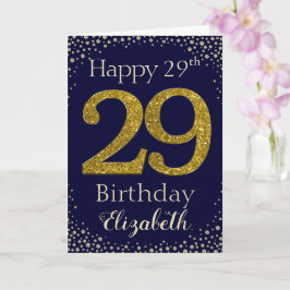 29. Geburtstag Golden Glitzer Card Karte