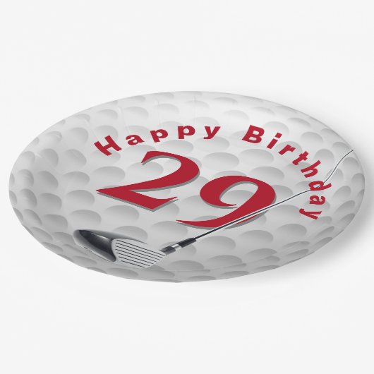 29. Geburtstag Golf Ball Design Paper Plate Pappteller (Schrägansicht)