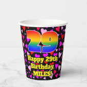 29. Geburtstag: Loving Hearts Pattern, Regenbogen Pappbecher (Vorderseite)