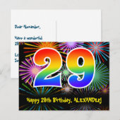 29. Geburtstag – Lustiges Feuerwerk-Muster + Regen Postkarte (Vorne/Hinten)