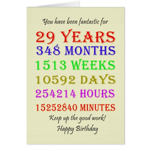 29. Geburtstag - Meilensteine (Vorne)