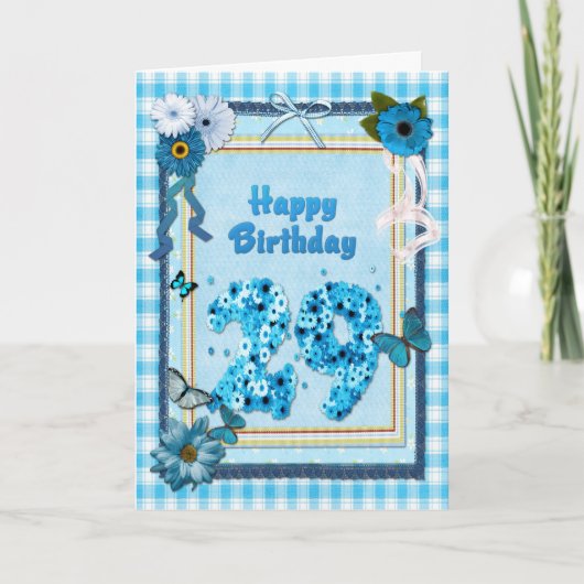 29. Geburtstag mit Scrapbook-Effekt Karte (Vorderseite)