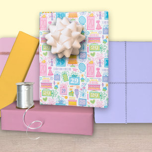 29. Geburtstag Pastel Pink Kuchen präsentiert Ball Geschenkpapier Set