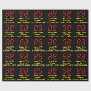 29. Geburtstag: Red Digital Clock Style "29" + Nam Geschenkpapier