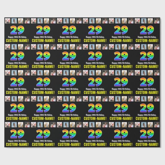 29. Geburtstag: Regenbogen "29"; kundenspezifische Geschenkpapier (Flach)