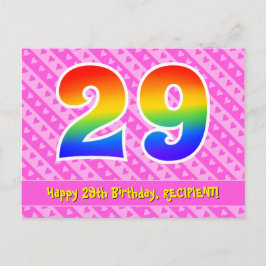 29. Geburtstag: Rosa Streifen & Herz, Regenbogen 2 Postkarte