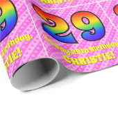 29. Geburtstag: Rosa Streifen & Herz, Regenbogen # Geschenkpapier (Rolleneckpunkt)