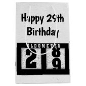 29. Geburtstag Schwarzes Odometer Mittlere Geschenktüte (Vorderseite)
