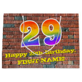 29. Geburtstag: Spaß, Graffiti-Inspiriert Regenbog Große Geschenktüte (Vorderseite)