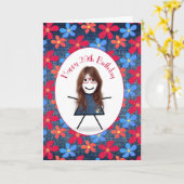 29. Geburtstag Strichfigur-Mädchen und Daisies auf Karte (Gelbe Blume)