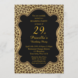 29., Geburtstags-Party 29., Cheetah, Schwarzes u. Einladung