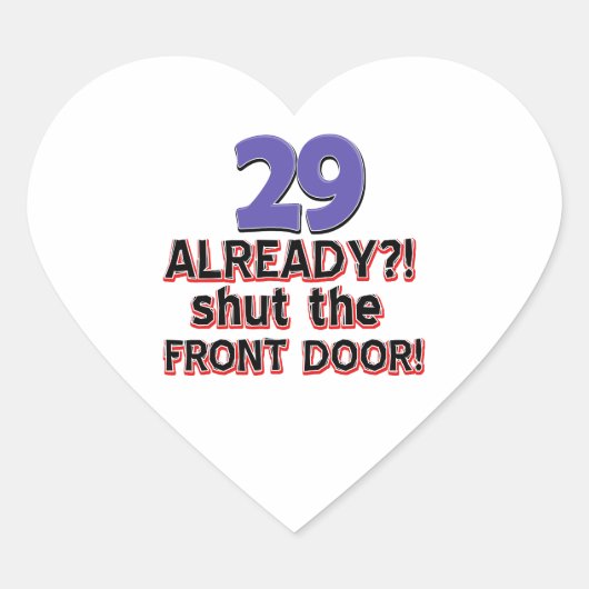 29. Geburtstagsdesigns Herz-Aufkleber (Vorderseite)