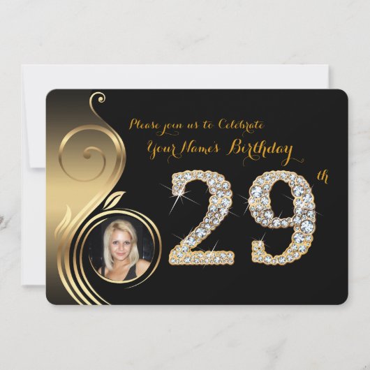 29., Geburtstagseinladung, Number Diamond, Foto 2 Einladung (Vorderseite)