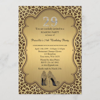29. Geburtstagsparty 29., Cheetah High Heels Shoes Einladung