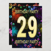29. Geburtstagsparty Einladung Feuerwerk Blasen (Vorne/Hinten)