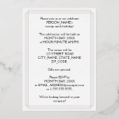 29. Geburtstagsparty — Elegantes Script + Individu Folieneinladung (Rückseite)